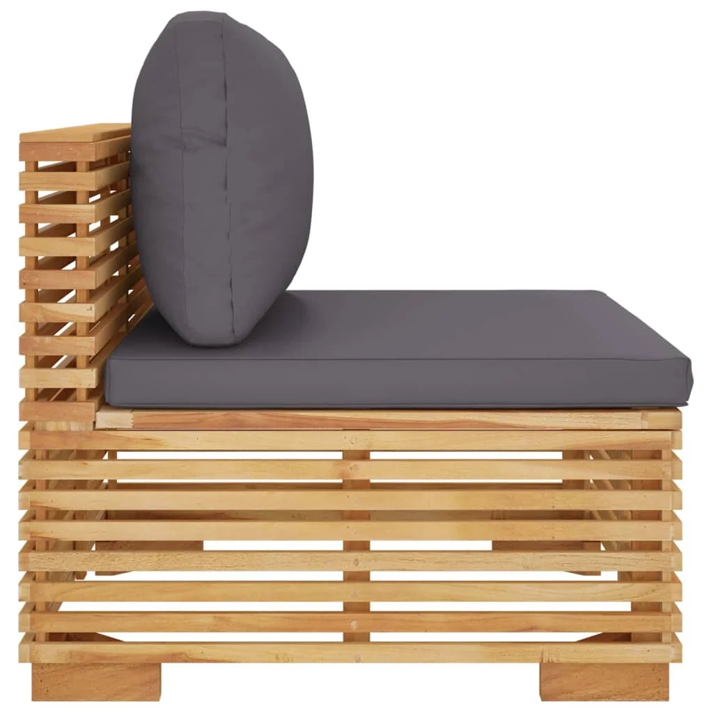 Patio Sofa with Dark Gray Cushions Solid Wood Teak A3901