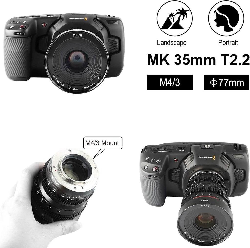 35mm T2.2 Manual Focus Cinema Lens for M43 Mount Cameras T106