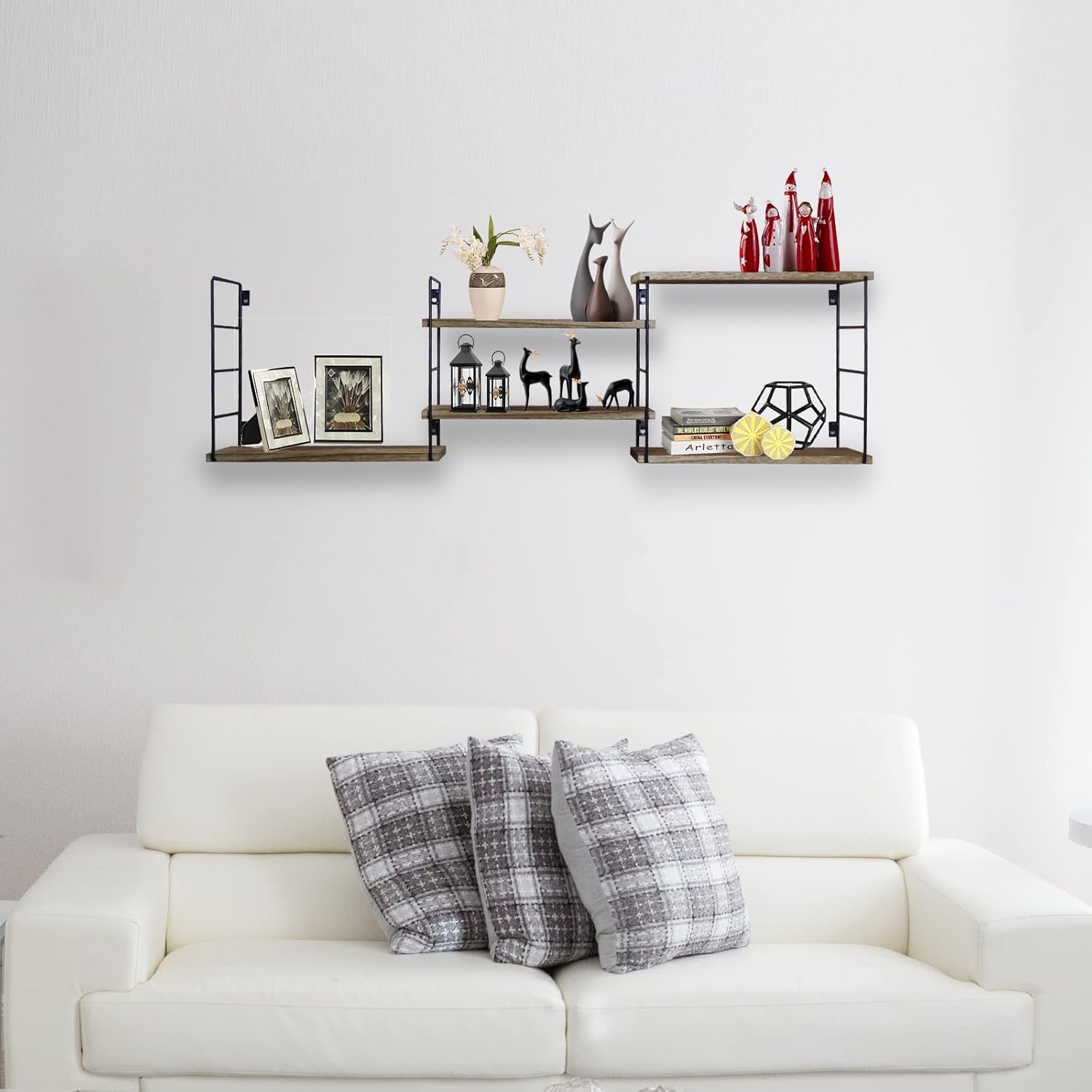 5 Boards Wall-Mounted Wooden Storage Shelves C136608