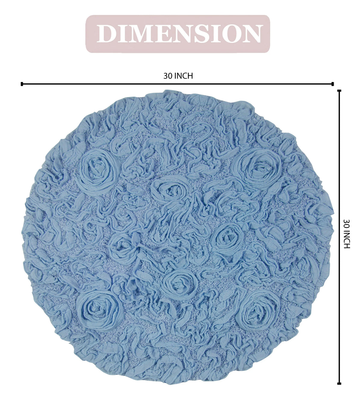 Sky Blue 30" Round Cotton Bathroom Rug H189484