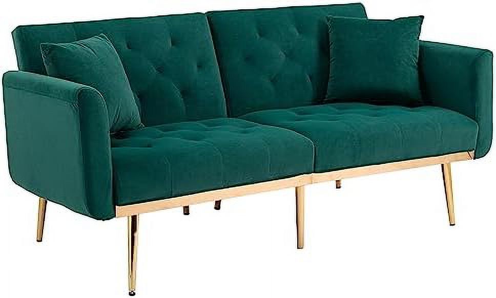 Peach Velvet Loveseat with 7 Gold Metal Legs S972712