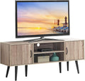 Light Walnut Wooden TV Stand with 2 Storage Cabinets T7496