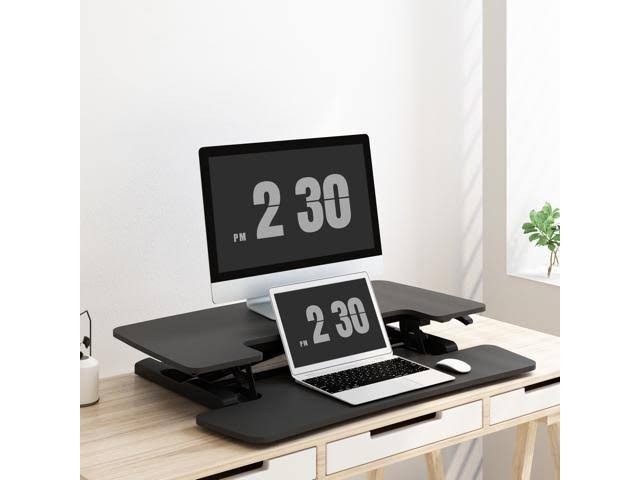 Black Sanding Desk Riser with Keyboard Tray M9711