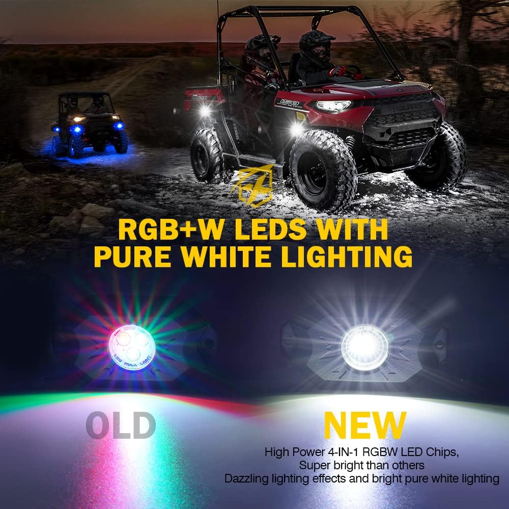RGBW LED Rock Lights Kit with Bluetooth Controller, 6 Pods C528