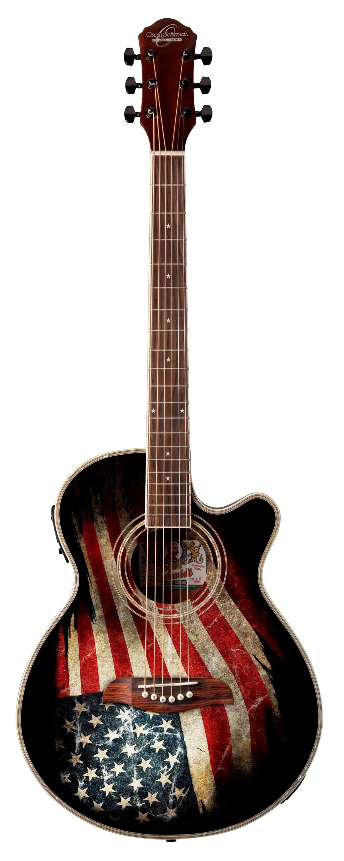 American Flag Acoustic-Electric Guitar J4588