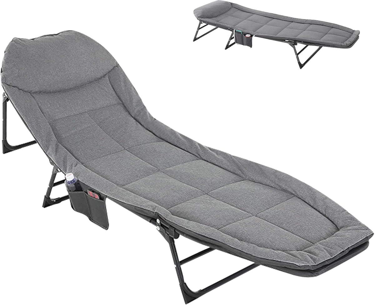 Adjustable 4-Position Folding Reclining Lounge Chair with Mattress D49509