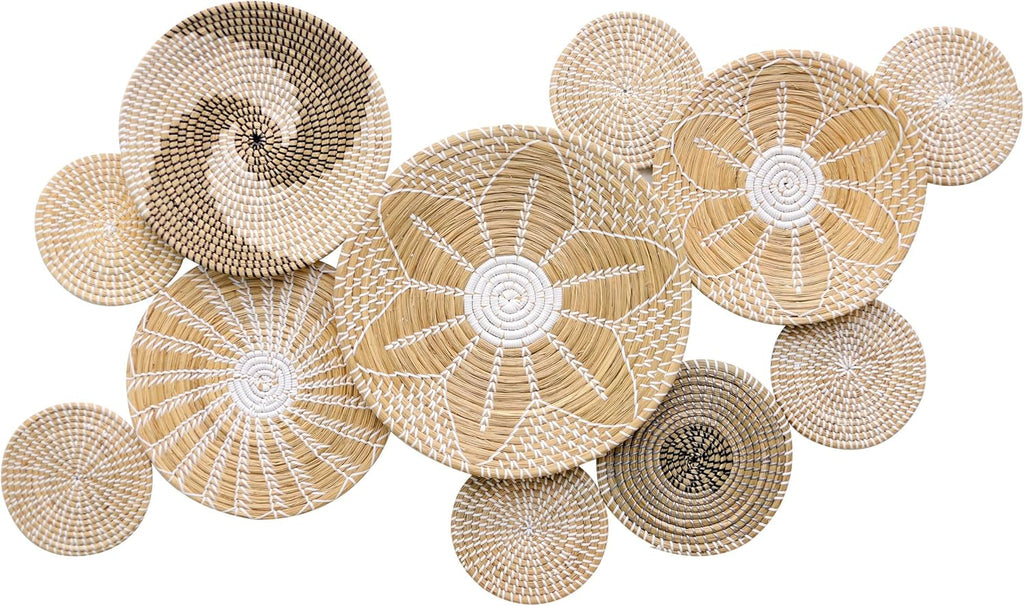 Rustic Woven Rattan Wall Basket Decor Set of 11 E63498