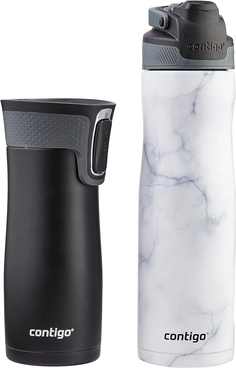 24oz Vacuum-Insulated Stainless Steel Water Bottle & 16oz Vacuum-Insulated Stainless Steel Travel Mug, 2-Pack H45624
