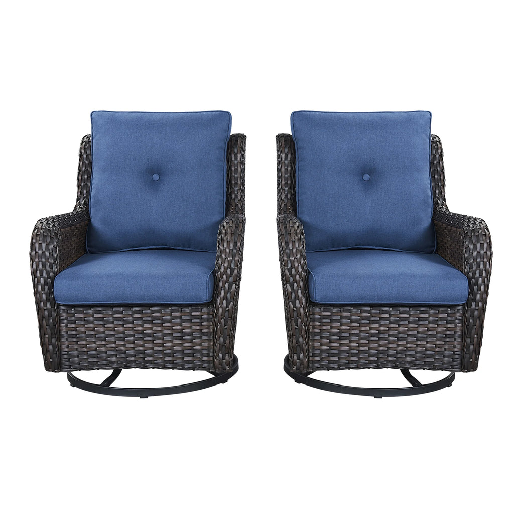Blue 7 Pcs Outdoor Rattan Patio Furniture Set with Cushion Q5540