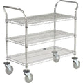 Chrome 3 Shelf Utility Cart with Polyurethane Brake Casters O8834