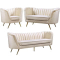 Cream and Gold 3-Piece Accent Chair Loveseat & Sofa Set E6688