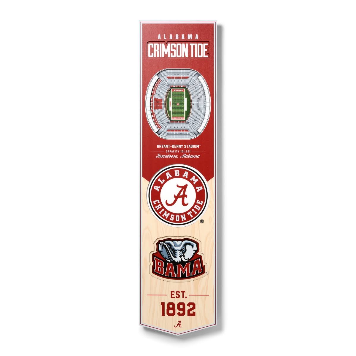 8 x 32 in. NCAA Alabama Crimson Tide 3D Stadium Banner B6224