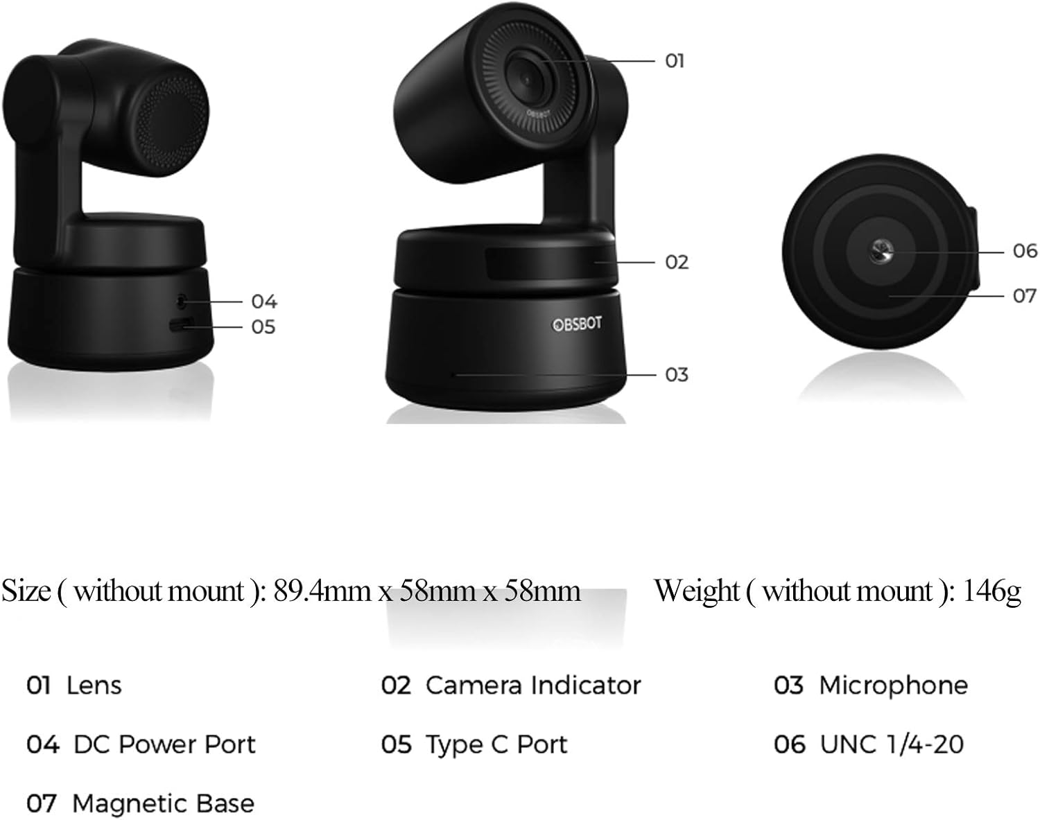 PTZ Webcam with AI Framing and Autofocus, Full HD 1080p Z46599