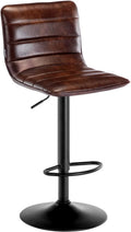 Brown Leather Swivel Adjustable Bar Stool with Back D5429