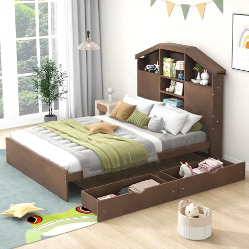 Grey Twin Size Solid Wood Canopy Daybed with 3 Storage Drawers V1205