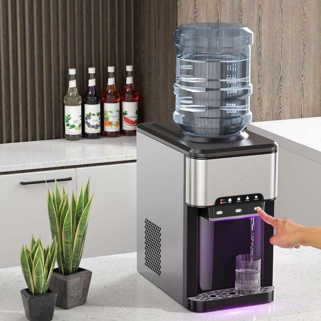 3 in 1 Countertop Water Cooler Dispenser Ice Maker with Ice Block 44 lb Ice Storage K614652