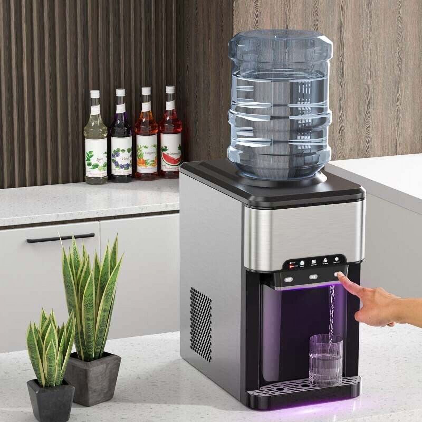 3 in 1 Countertop Water Cooler Dispenser Ice Maker with Ice Block 44 lb Ice Storage K614652