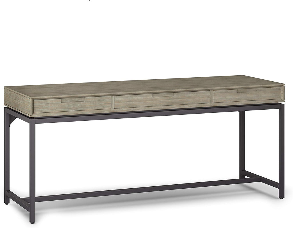 Walnut Brown Solid Wood and Metal 72 inch Wide Desk with 2 Drawers I749
