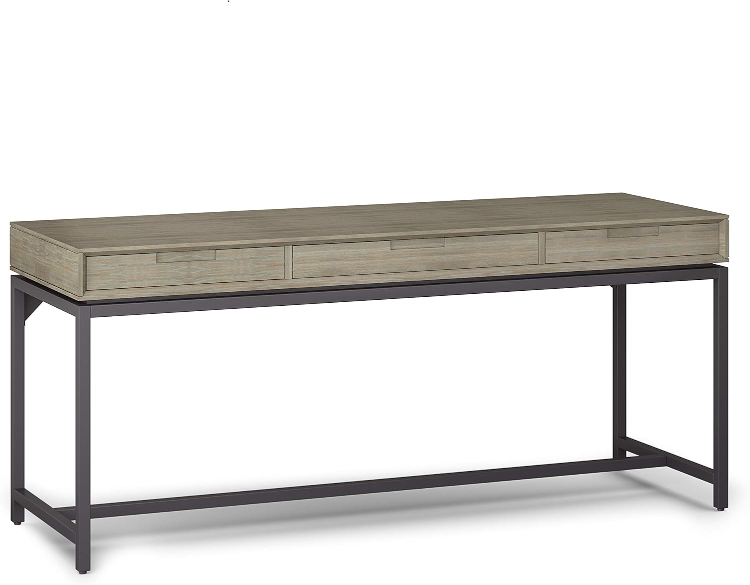 Walnut Brown Solid Wood and Metal 72 inch Wide Desk with 2 Drawers I749