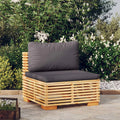 Patio Sofa with Dark Gray Cushions Solid Wood Teak A3901