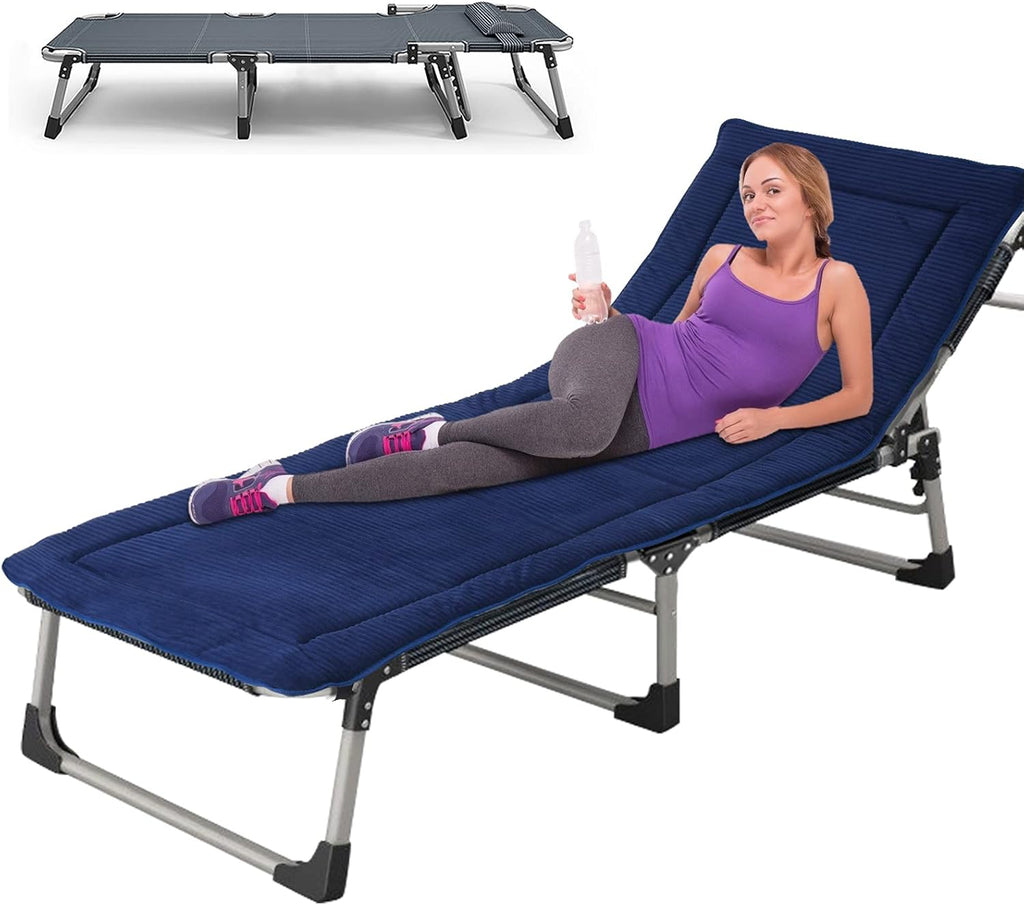 Adjustable 4-Position Folding Reclining Lounge Chair with Mattress D49509