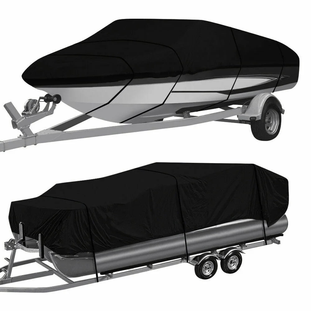 Blue And Black Pontoon Boat Cover Q54747