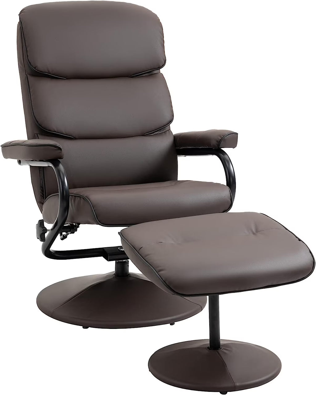 Brown PU Leather Swivel Recliner Chair with Ottoman M267102