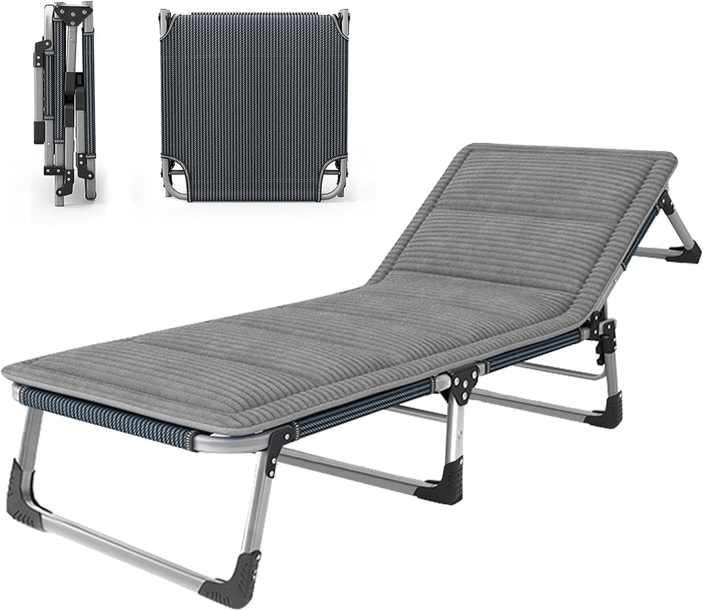 Adjustable 4-Position Folding Reclining Lounge Chair with Mattress D49509