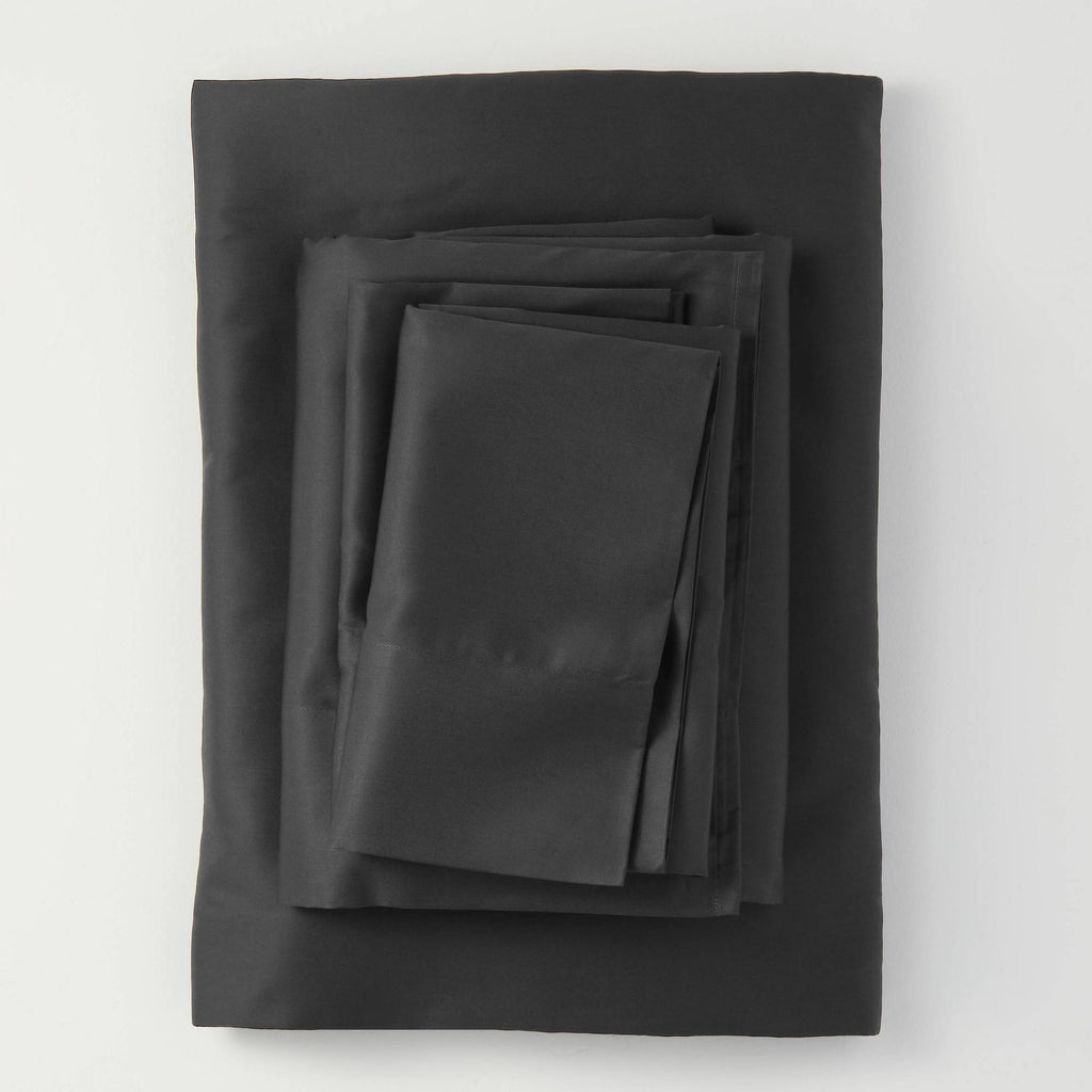 Full 300 Thread Count Solid Sheet Set Washed Black F6413