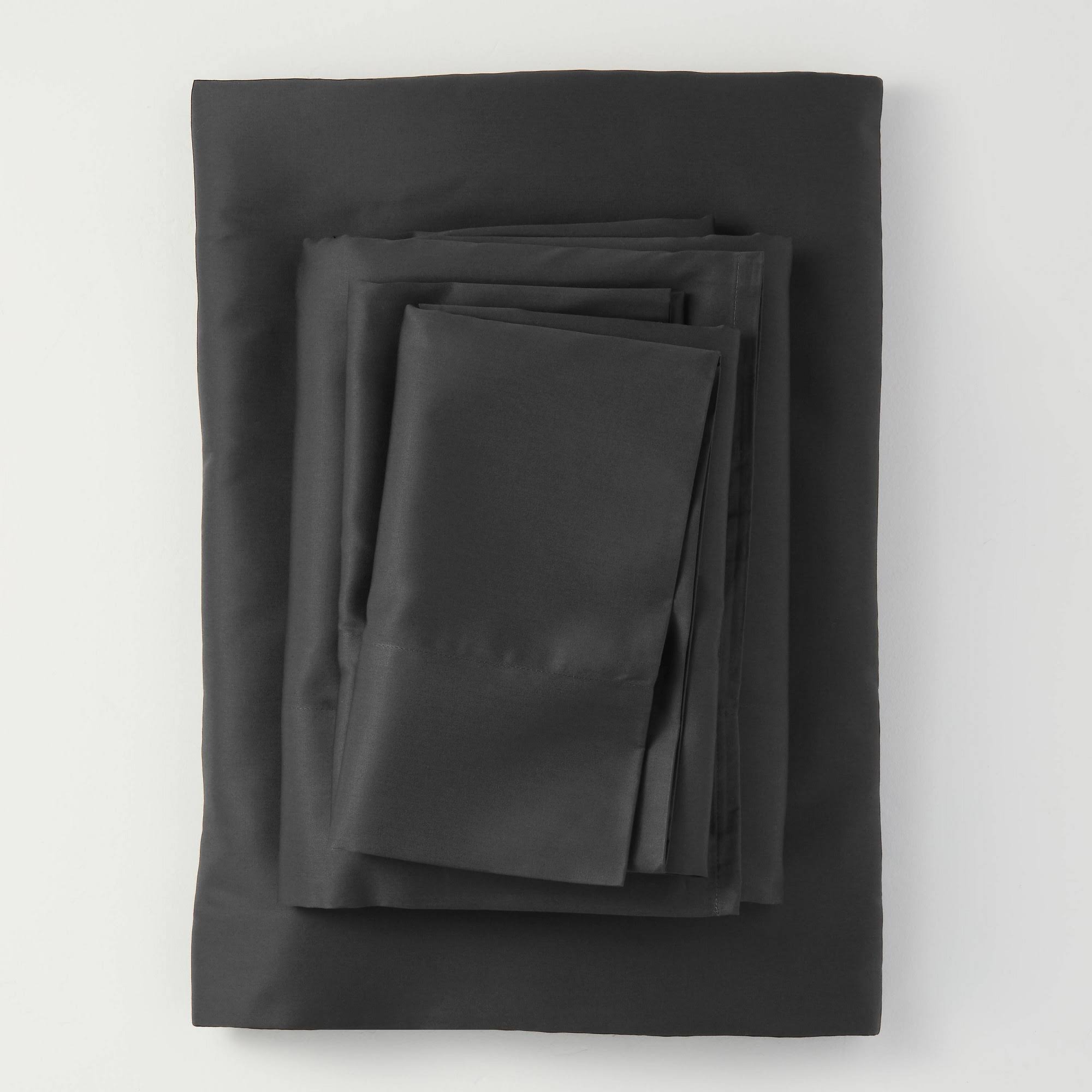 Full 300 Thread Count Solid Sheet Set Washed Black F6413