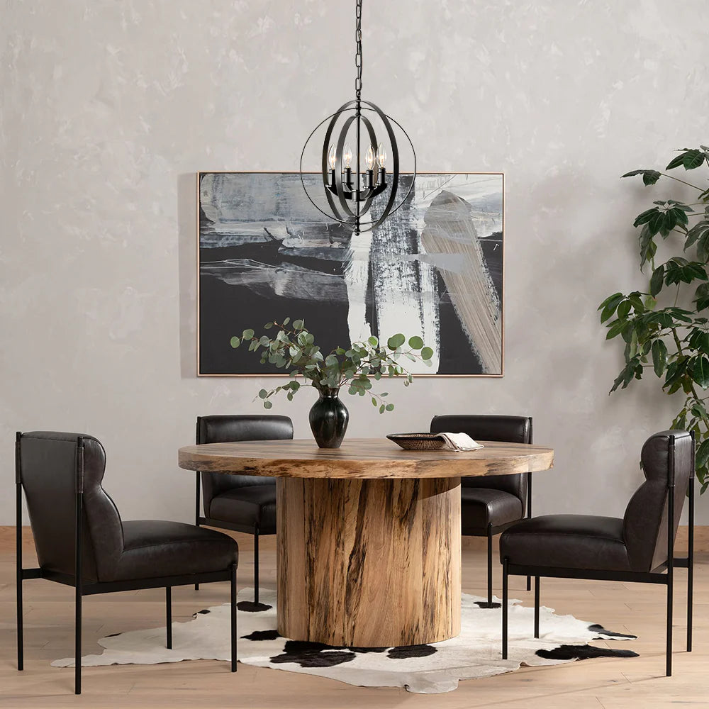 4-Light Farmhouse Globe Candlestick Chandelier U3828