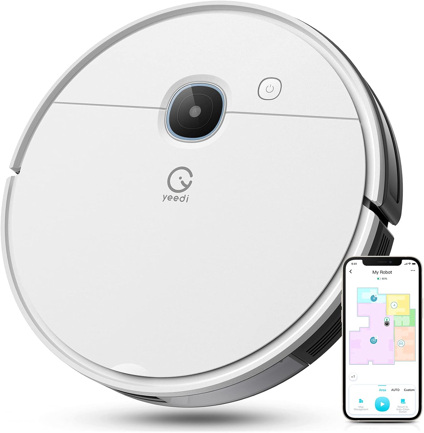 yeedi vac Robot Vacuum, 3000Pa Suction Power, Carpet Detection, Smart Visual Mapping & Navigation, Editable Home Map, Virtual Boundary K59259