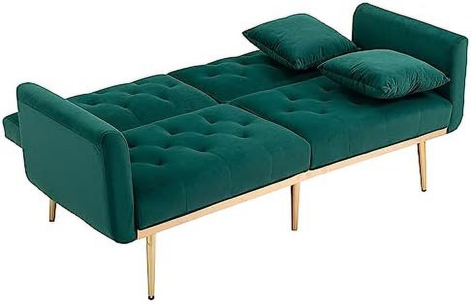 Peach Velvet Loveseat with 7 Gold Metal Legs S972712