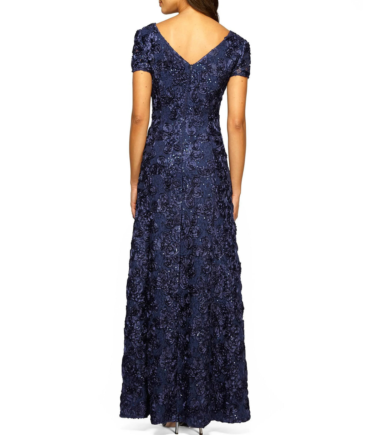 Petite Sequined-Lace Rosette-Rose Gown N247847