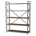 5-Shelf Metal and Wood Bookcase in Black/Oak P5734