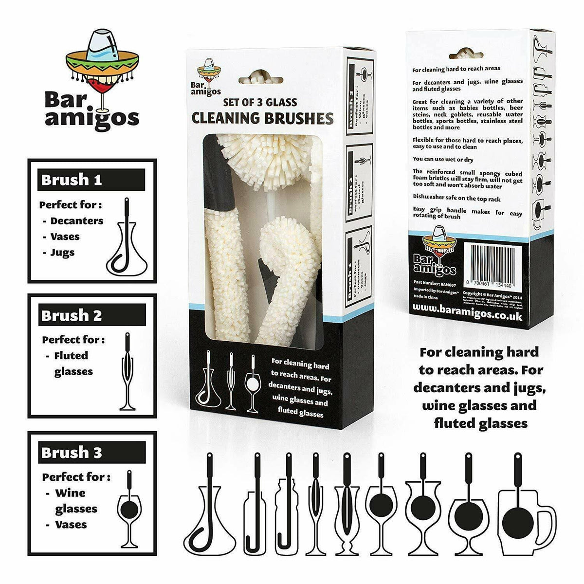 Set of 3 Glass Cleaning Brushes P7141