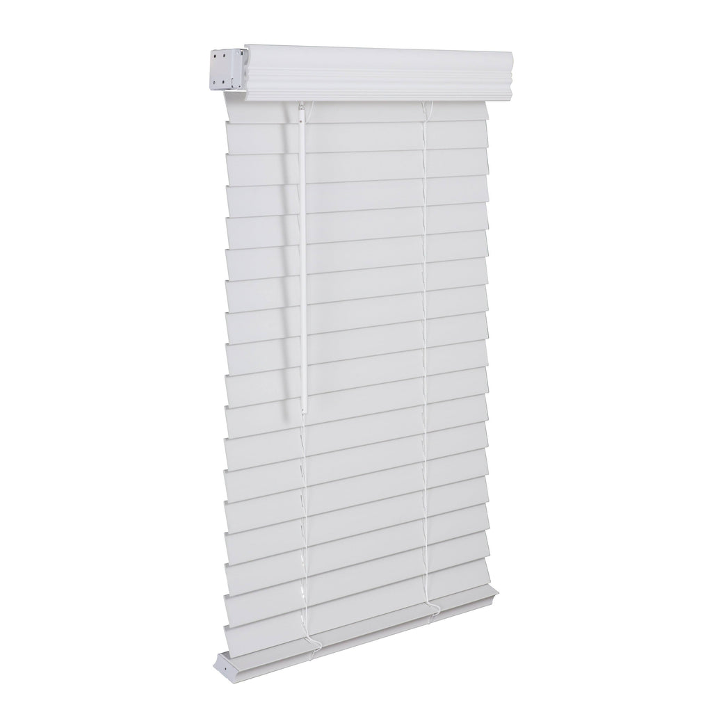 White Cordless Faux Wood Blind H225098