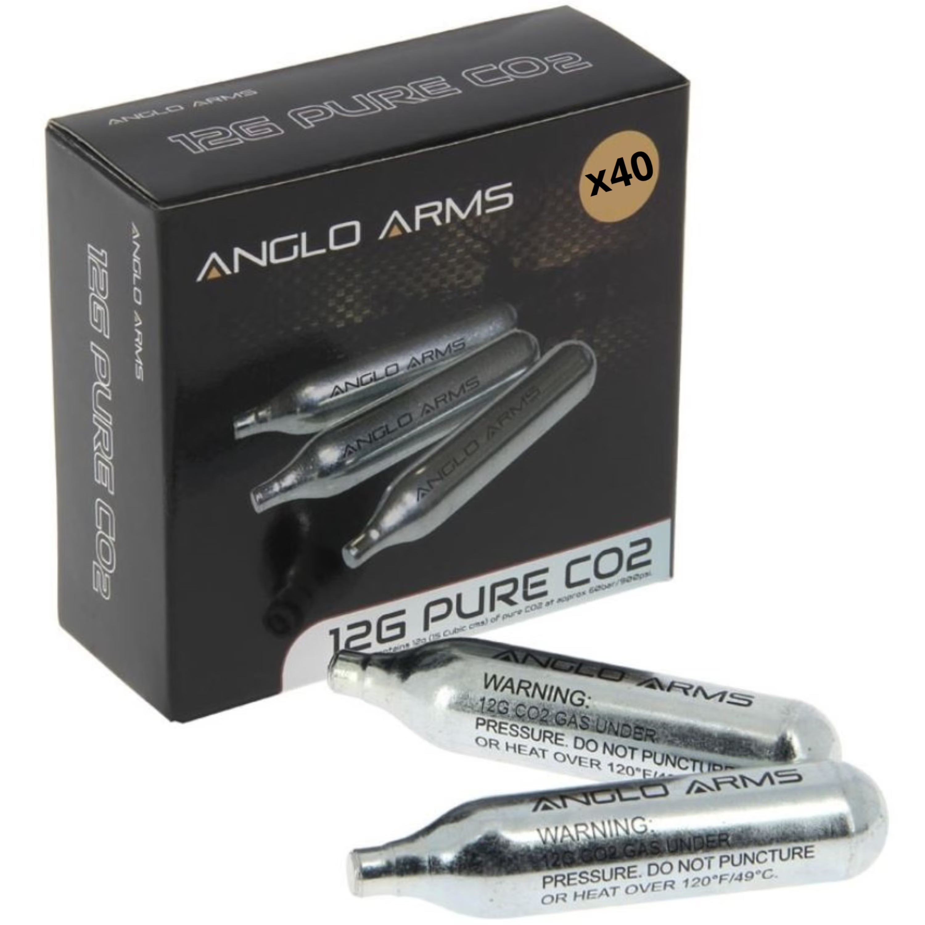 12g Co2 Gas Capsule Airsoft Rifle Pistol Airgun - Pack of 40 V75109