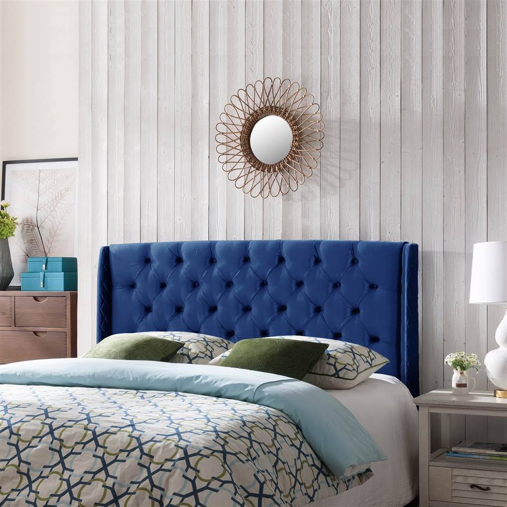 Navy Blue and Black Queen/Full Tufted Headboard Y1805