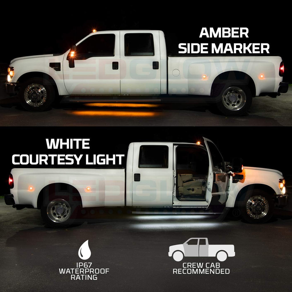 Amber LED Running Board Light Kit with White Courtesy Lights, Pack of 2 P194