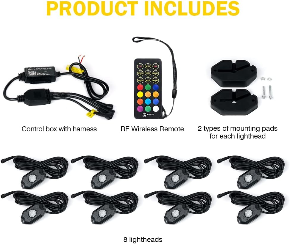 RGBW LED Rock Lights Kit with Bluetooth Controller, 6 Pods C528