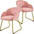 Flower Velvet Barrel Accent Chair with Golden Metal Legs, 2 Pieces K91061