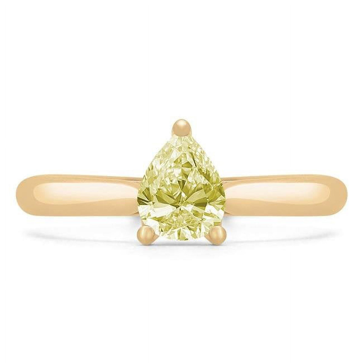 Pear Yellow Diamond Solitaire Engagement Ring in 14K Yellow Gold - Size 6.25 P5318