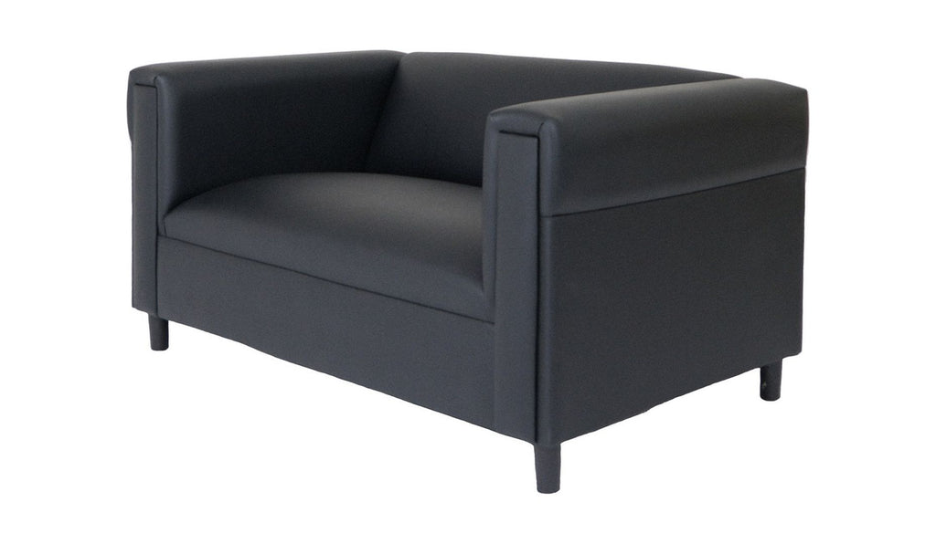 Black Faux Leather Loveseat Sofa with Solid Wood Frame Q8976