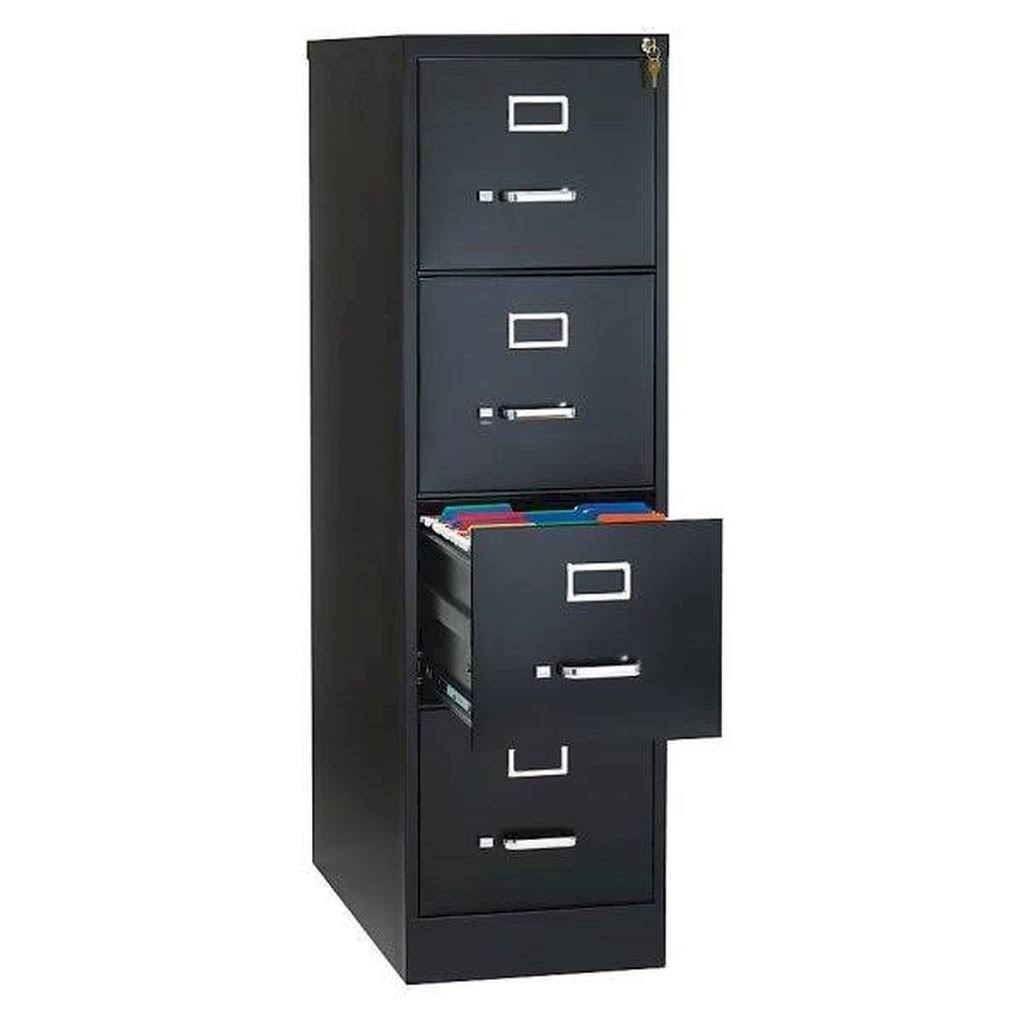 4-Drawer Black Metal Vertical File Cabinet E821819