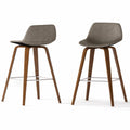 Distressed Grey Faux Leather Bentwood Counter Height Stool Set of 2 T153