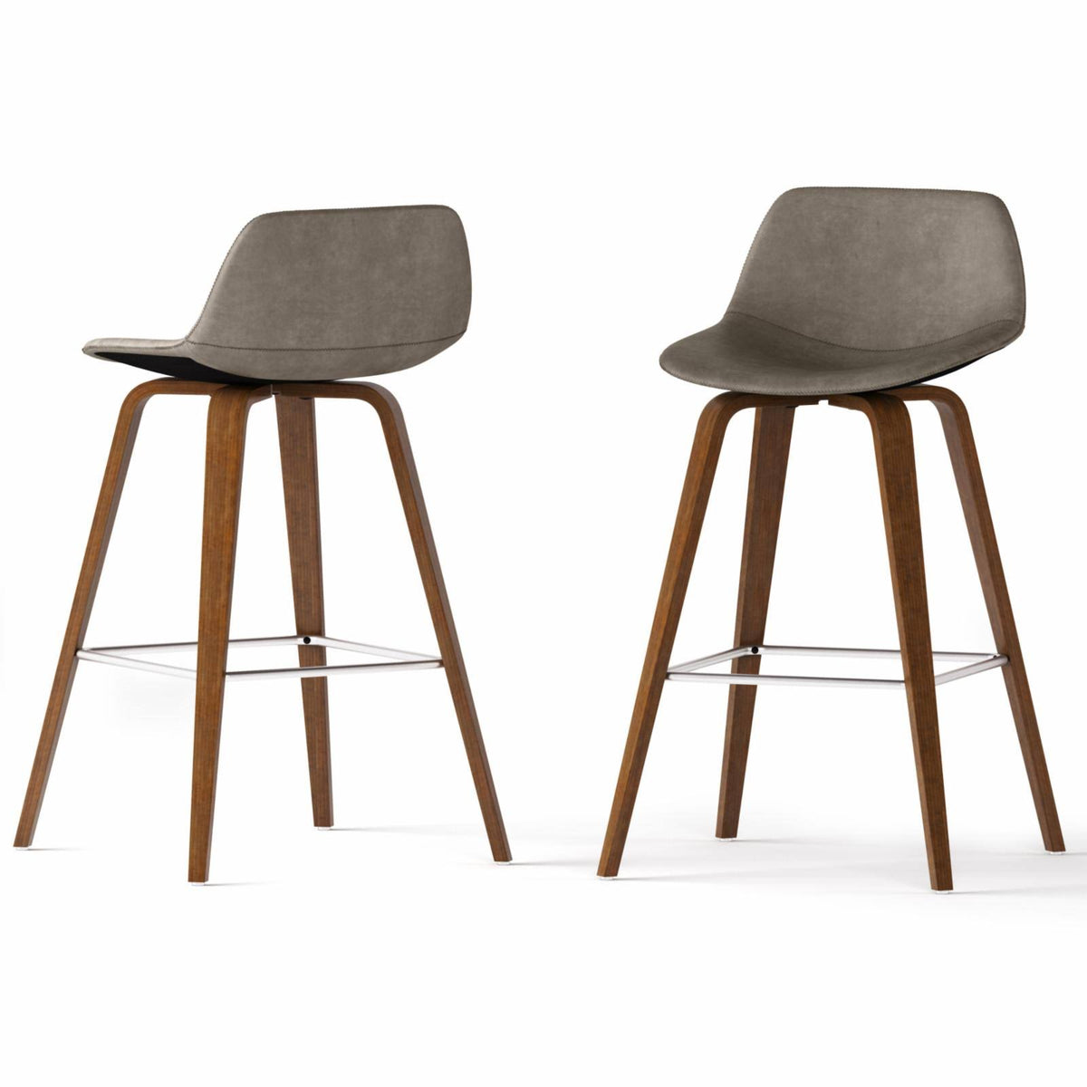 Distressed Grey Faux Leather Bentwood Counter Height Stool Set of 2 T153