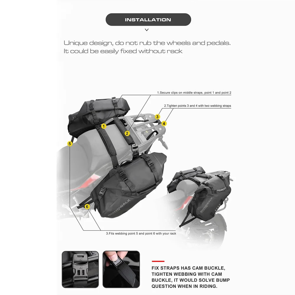 Motorcycle Rearseat Bag Large Capacity Universal Riding Rear Bag S915