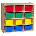 Baltic Birch 12-Cubby Storage Unit with Colorful Tubs M193173