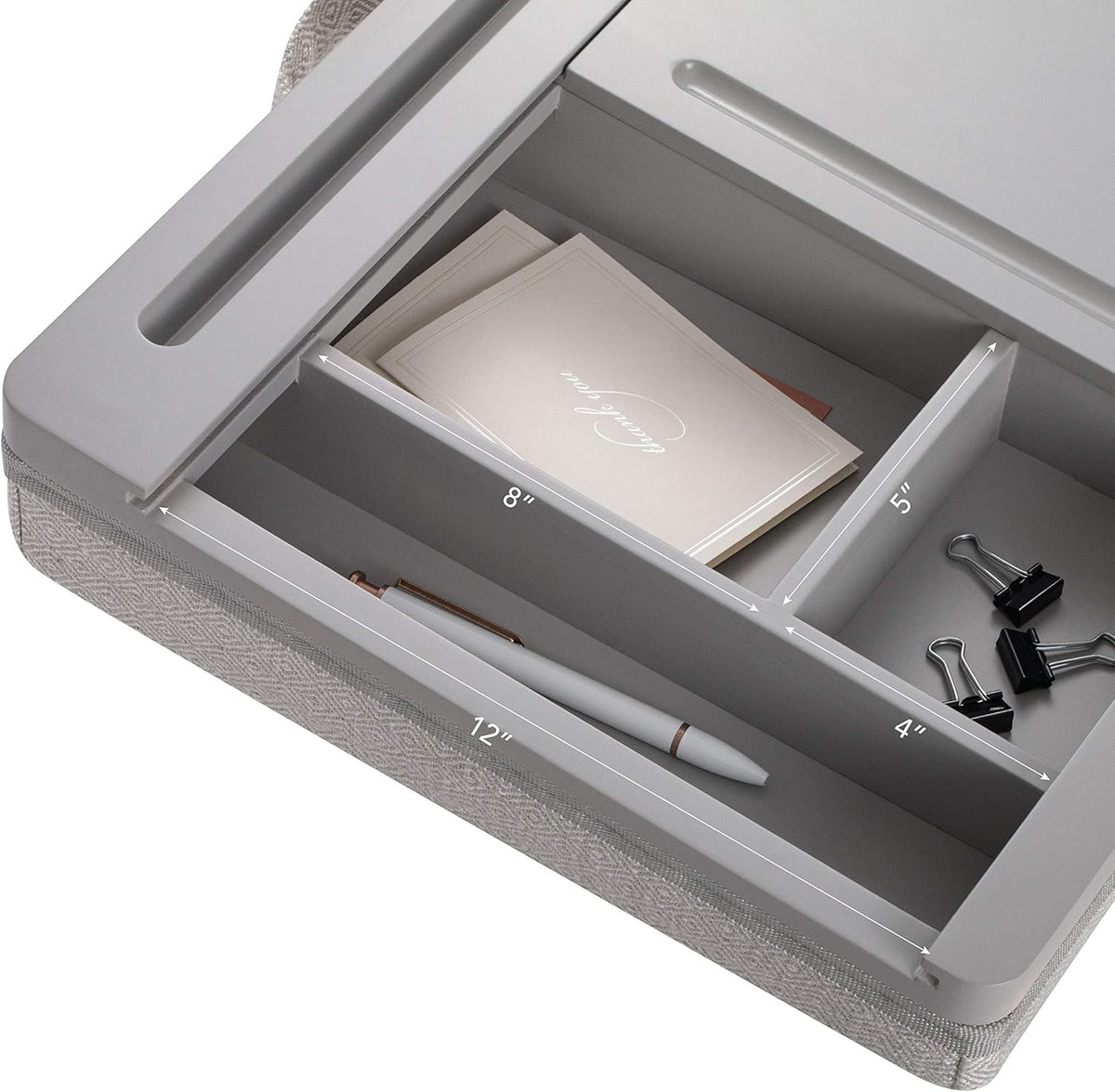 Calming Gray Storage Lap Desk with Sliding Lid H844557